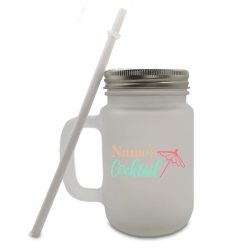 Colour Printed Frosted Mason Jar with Name's Cocktail Design