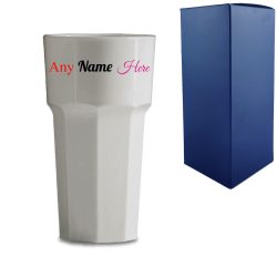 Plastic White Pint Beer Glass with Gift Box