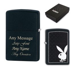 Engraved Matt Black Playboy Official Zippo Windproof Lighter