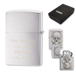 Engraved Skull with Brain Surprise Official Zippo Windproof Lighter
