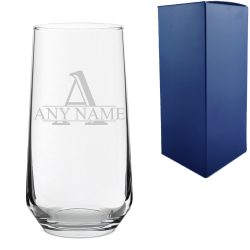 Engraved Allegra 16.5oz Hiball Glass with Initial and Name Design