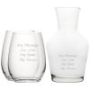 Personalised Engraved Set of 2 Stemless Wine Glass and 500ml Vin Carafe Set