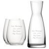 Personalised Engraved Set of 2 Stemless Wine Glass and Contemporary Carafe Set