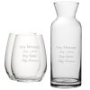 Personalised Engraved Set of 2 Stemless Wine Glass and Village Carafe Set
