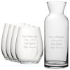 Personalised Engraved Set of 4 Stemless Wine Glass and Village Carafe Set