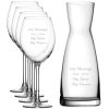 Personalised Engraved Set of 4 Enoteca Wine Glass and Contemporary Carafe Set