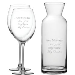 Personalised Engraved Set of 2 Enoteca Wine Glass and Village Carafe Set