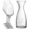 Personalised Engraved Set of 4 Sublym Wine Glass and 1 Litre Carafe Set