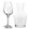 Personalised Engraved Set of 2 Sublym Wine Glass and 1 Litre Vin Carafe Set