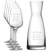 Personalised Engraved Set of 4 Sublym Wine Glass and Contemporary Carafe Set