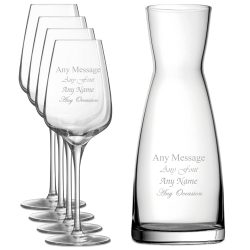 Personalised Engraved Set of 4 Sublym Wine Glass and Contemporary Carafe Set