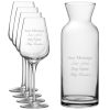 Personalised Engraved Set of 4 Sublym Wine Glass and Village Carafe Set