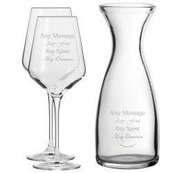 Personalised Engraved Set of 2 Infinity Wine Glass and 1 Litre Carafe Set