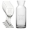 Personalised Engraved Set of 4 Pure Wine Glass and Village Carafe Set