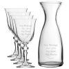 Personalised Engraved Set of 4 Crystal Jasmine Wine Glass and 1 Litre Carafe Set