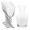 Personalised Engraved Set of 4 Crystal Jasmine Wine Glass and 500ml Vin Carafe Set