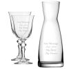 Personalised Engraved Set of 2 Crystal Jasmine Wine Glass and Contemporary Carafe Set
