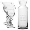 Personalised Engraved Set of 4 Crystal Jasmine Wine Glass and Village Carafe Set