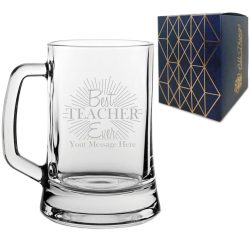 Engraved Teacher Gift Beer Mug Stein with Best Teacher Ever Design
