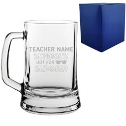 Engraved Teacher Beer Mug with School's Out For Summer Design