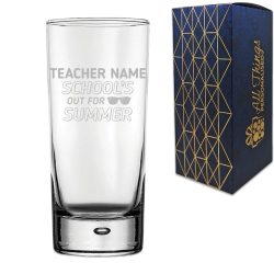 Engraved Teacher Hiball Glass with School's Out For Summer Design