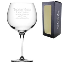 Engraved Gin Glass with A Big Heart shapes Little Minds Design