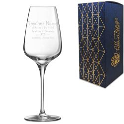Engraved Teacher Wine Glass with A Big Heart shapes Little Minds Design