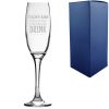 Engraved Champagne Flute with Sorry Our Class is the Reason You Drink Design