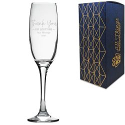 Engraved Champagne Flute with Thank You for Everything Design