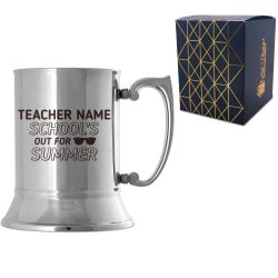 Engraved Teacher Metal Tankard with School's Out For Summer Design