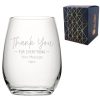 Engraved Stemless Wine Glass with Thank You for Everything Design