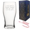 Engraved Pint Glass with Secret Santa Dotted Design, Add Message to Reverse