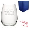 Engraved Stemless Wine Glass with Secret Santa Dotted Design, Add Message to Reverse