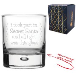 Engraved Whisky Glass with Secret Santa Serif Design, Add Message to Reverse