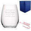 Engraved Stemless Wine Glass with Secret Santa Serif Design, Add Message to Reverse