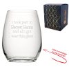 Engraved Stemless Wine Glass with Secret Santa Serif Design, Add Message to Reverse