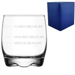 Personalised Engraved Adora Whisky Glass with 'Name's Measure' Design, Customise with Any Name