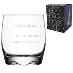 Personalised Engraved Adora Whisky Glass with 'Name's Measure' Design, Customise with Any Name