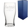 Personalised Engraved Pint Glass with 'Congratulations You Did It' Design, Personalise with Any Name or Message