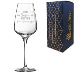 Personalised Engraved Graduation Wine Glass with 'One Degree Hotter' Design, Personalise with Any Name or Message