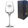 Personalised Engraved Graduation Wine Glass with Grad Cap Burst Design, Personalise with Any Name or Message