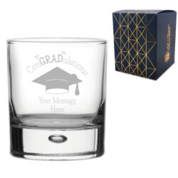 Personalised Engraved Graduation Whisky Tumbler with 'ConGRADulations' Design, Personalise with Any Name or Message