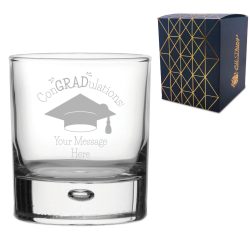 Personalised Engraved Graduation Whisky Tumbler with 'ConGRADulations' Design, Personalise with Any Name or Message