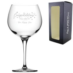 Personalised Engraved Gin Glass with 'Congratulations You Did It' Design, Personalise with Any Name or Message