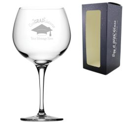 Personalised Engraved Graduation Gin Cocktail Glass with 'ConGRADulations' Design, Personalise with Any Name or Message