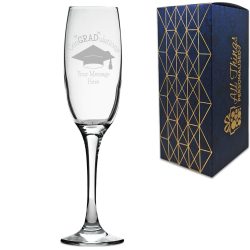 Personalised Engraved Graduation Champagne Flute with 'ConGRADulations' Design, Personalise with Any Name or Message