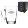 Personalised Engraved Graduation Glass Coffee Cup with 'ConGRADulations' Design, Personalise with Any Name or Message