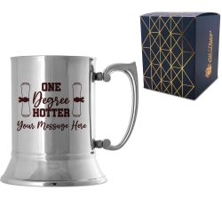 Personalised Engraved Graduation Steel Tankard with 'One Degree Hotter' Design, Personalise with Any Name or Message