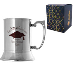 Personalised Engraved Graduation Steel Tankard with 'ConGRADulations' Design, Personalise with Any Name or Message
