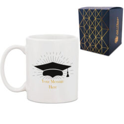 Personalised Printed Graduation Mug with Grad Cap Burst Design, Personalise with Any Name or Message